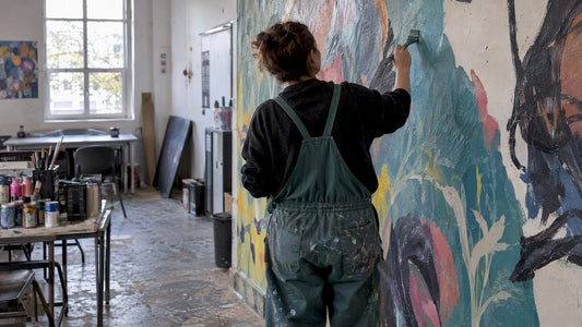 Painter working with face out of view