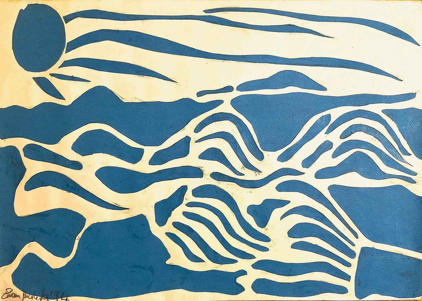 Original Collage - Blue Airwaves - Minimalist Abstract Ocean - Eman's Gallery