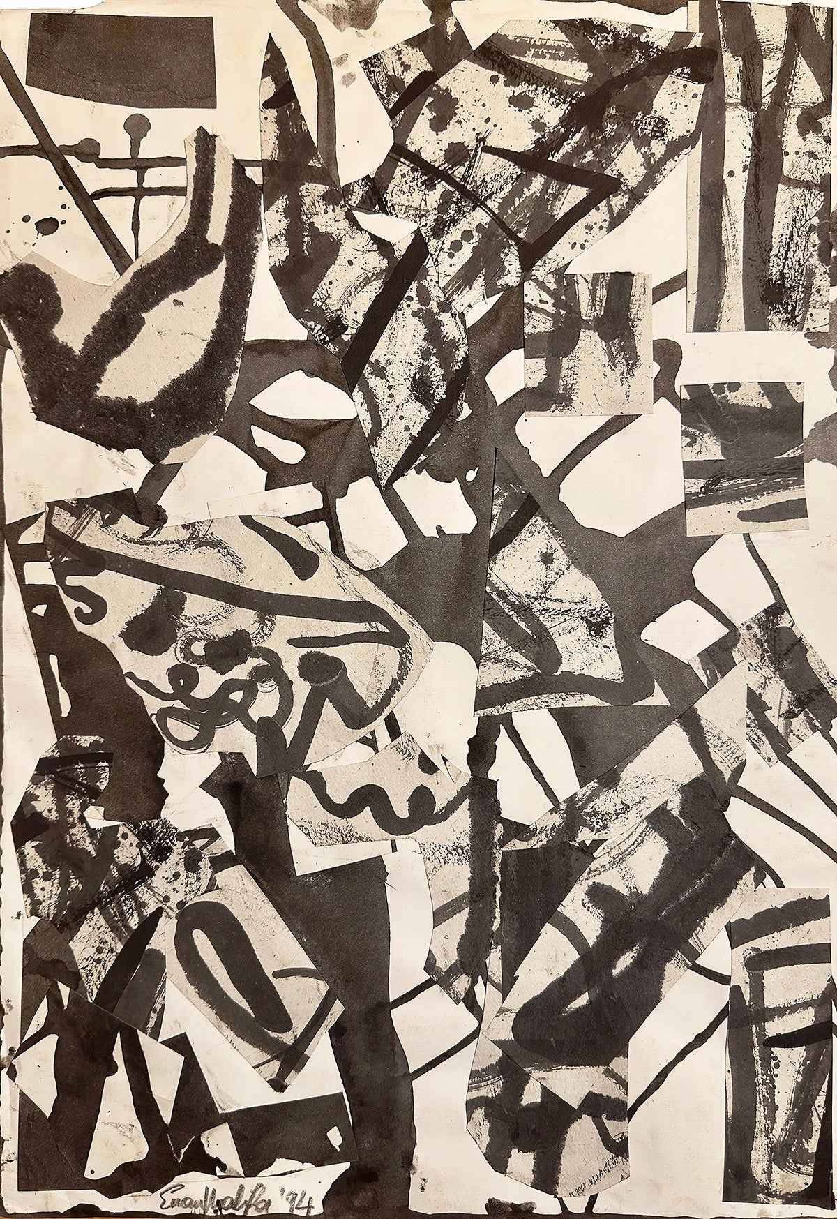 Original Collage - Fragments of Memory - Abstract Ink Splash - Eman's Gallery