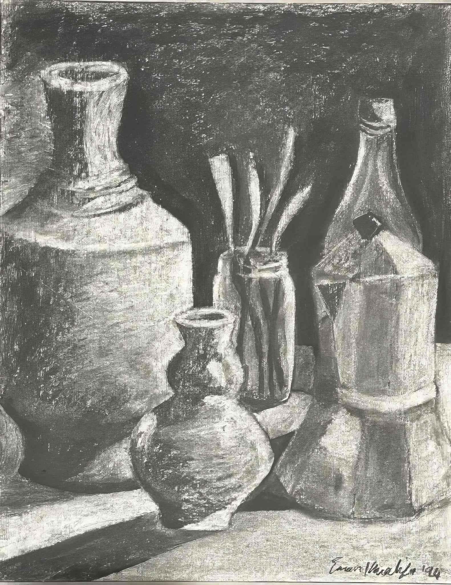Original Charcoal Drawing - Weight of Silence - Still Life