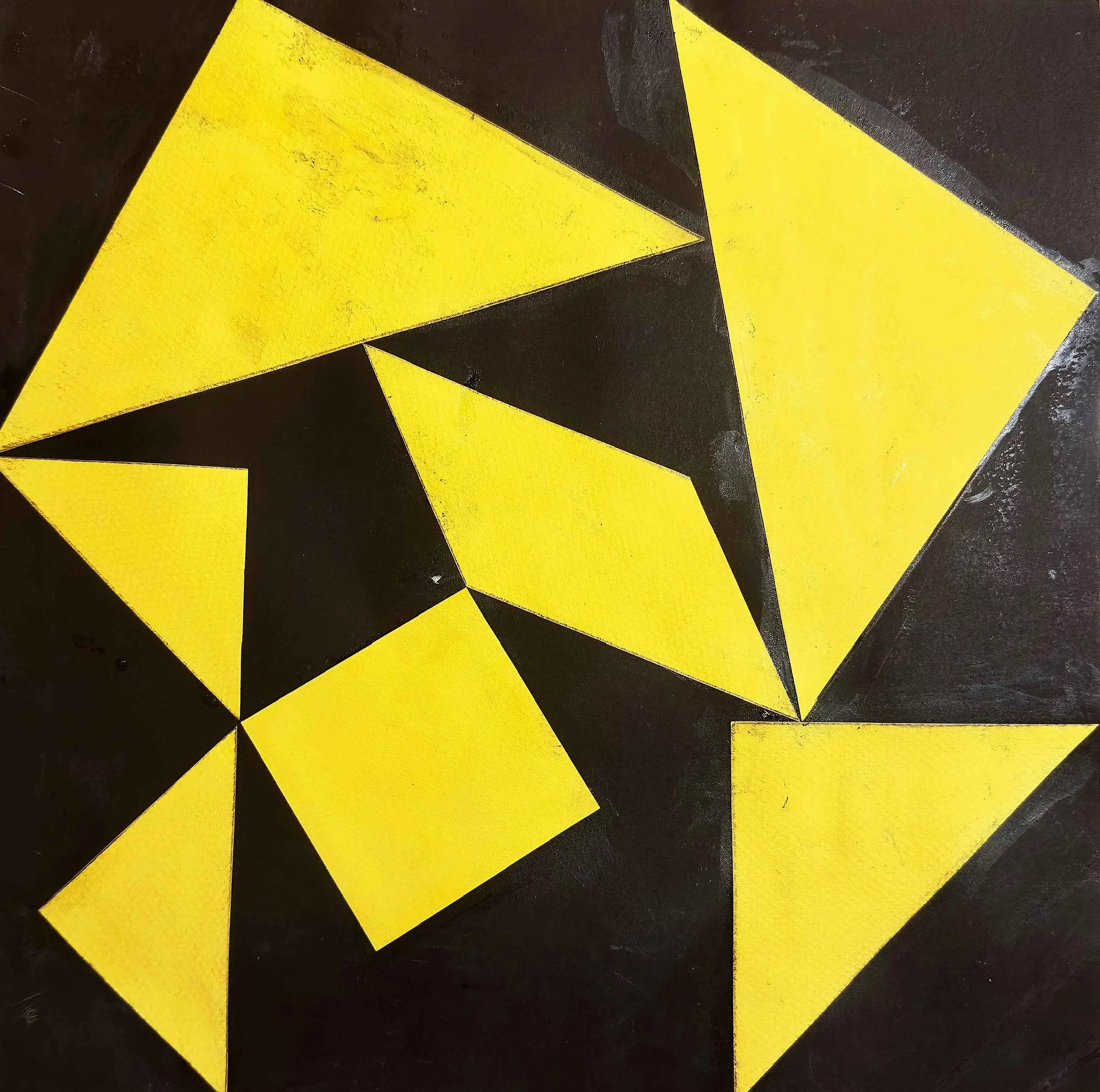 Original Collage - Golden Fracture - Geometric Minimalist