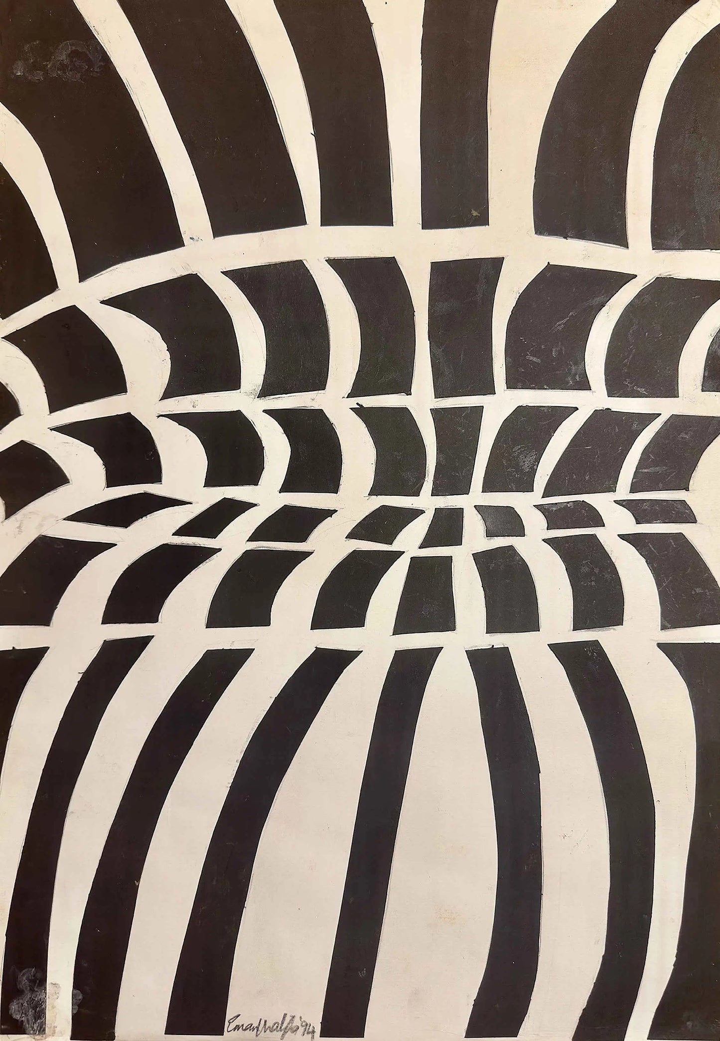 Original Collage - Optical Web - Black & White Illusion Art