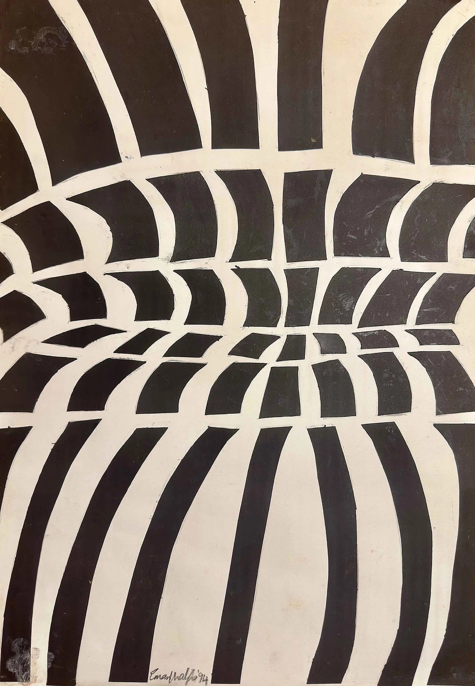 Original Collage - Optical Web - Black & White Illusion Art