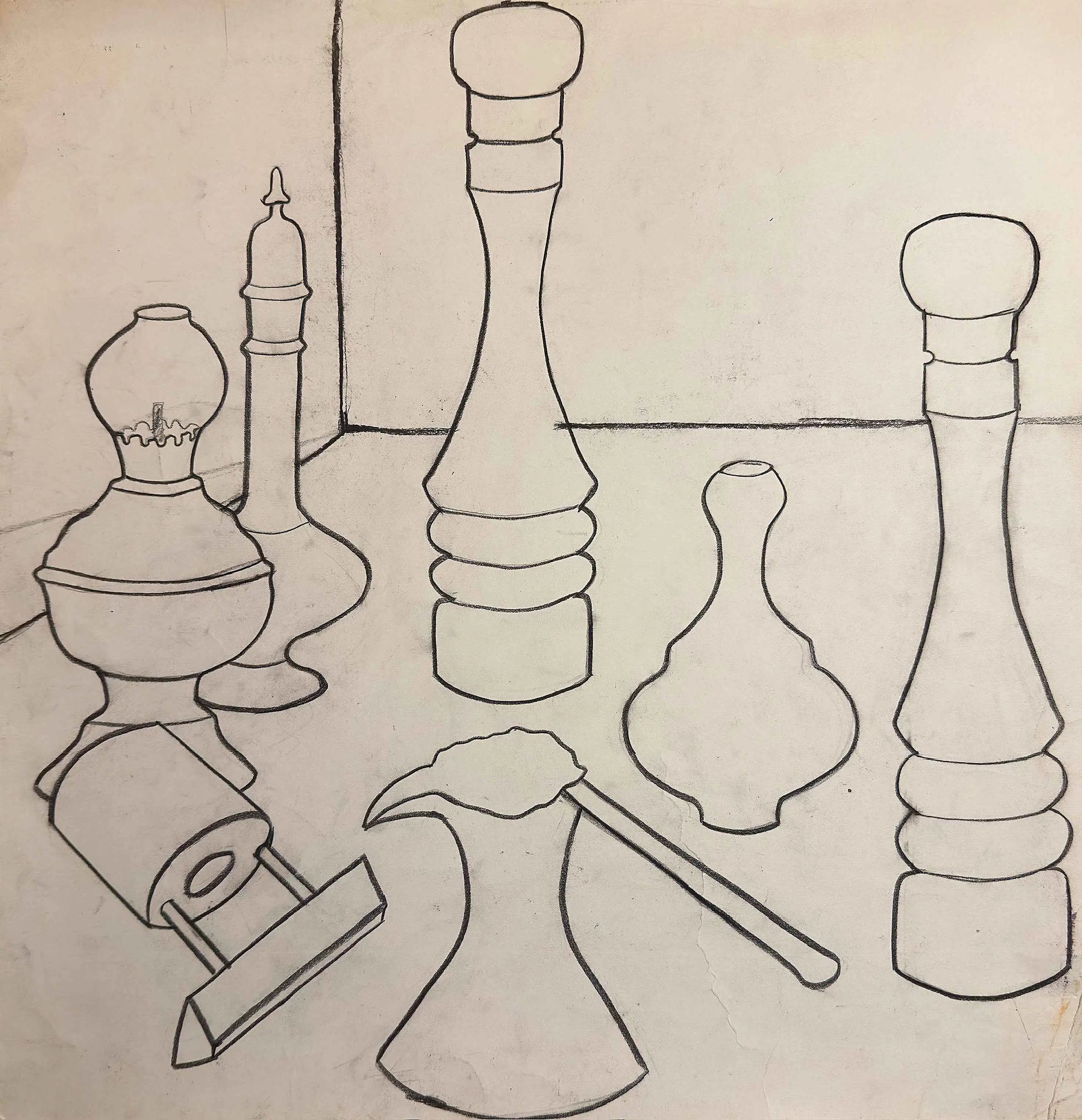 Original Charcoal Drawing - Contours of Orient - Minimalist