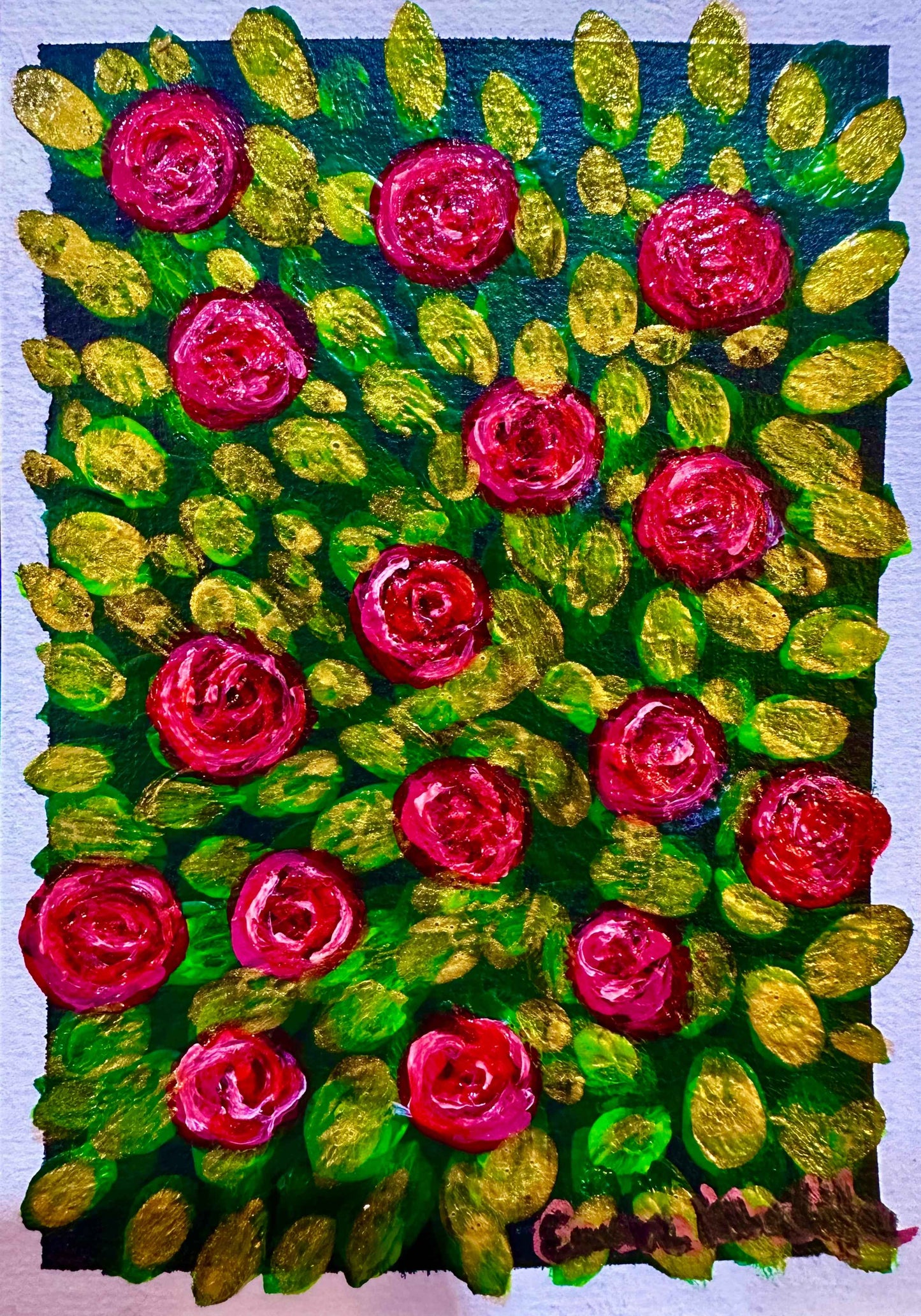 Mini Art - Garden Serenade - Floral Red Roses Gold