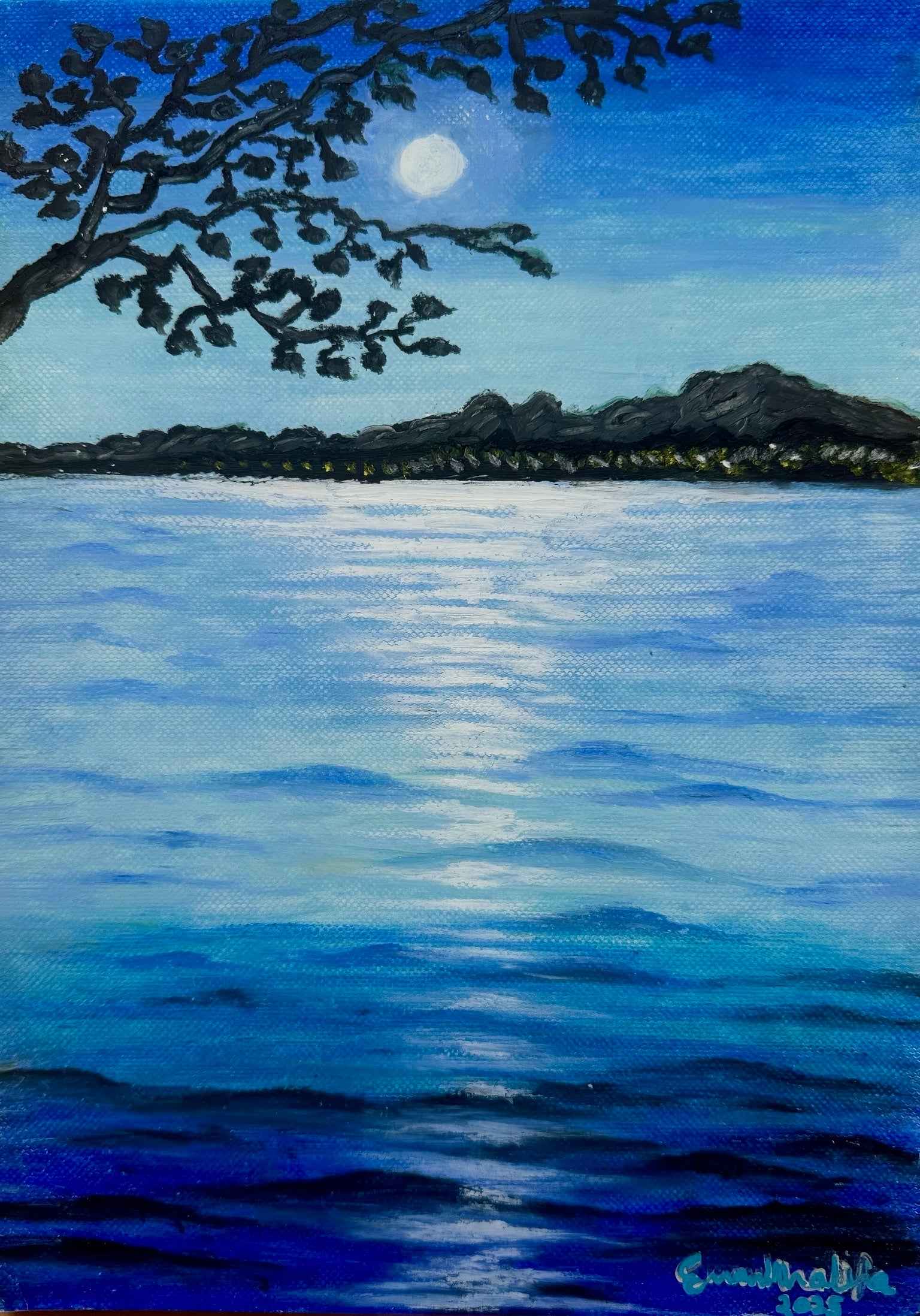 Original Painting - Nocturned - Tonalism Moonlit Night Scene