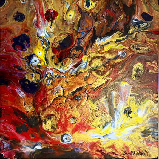 Irresistible – Original Abstract Fire Painting, Contemporary Fluid Art by Eman Khalifa