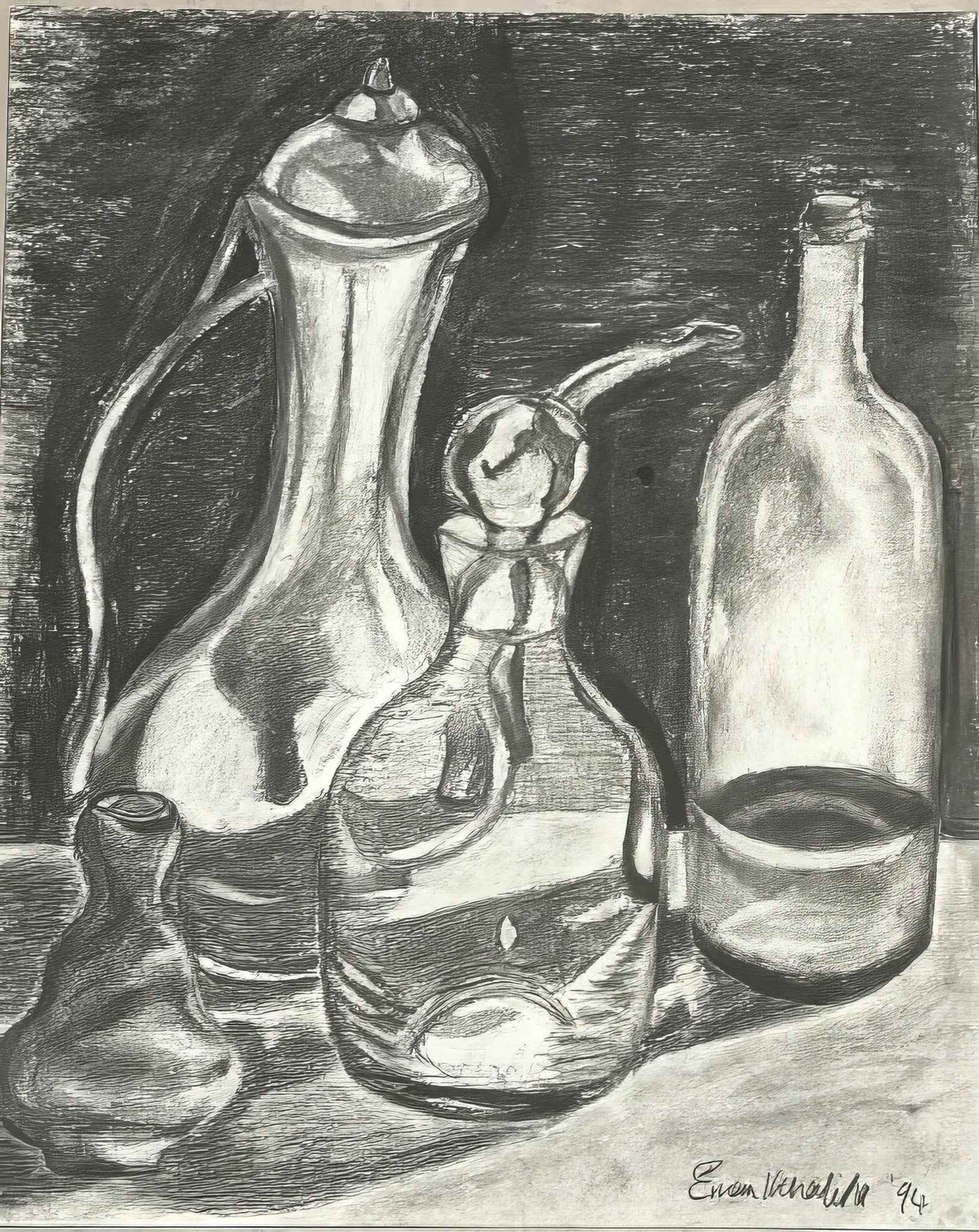 Original Charcoal Drawing - Silent Reflection - Still Life