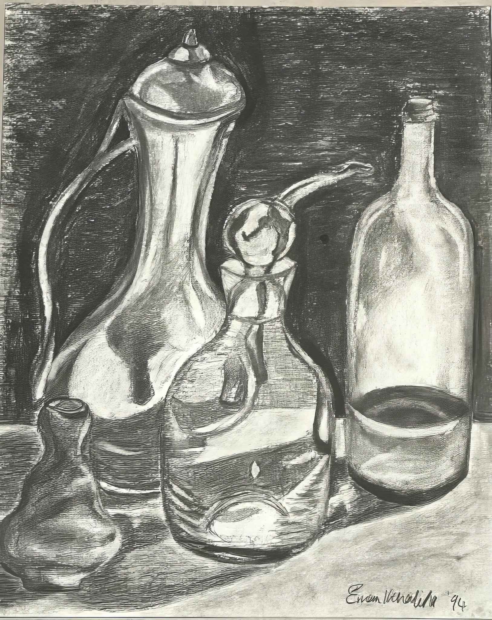 Original Charcoal Drawing - Silent Reflection - Still Life