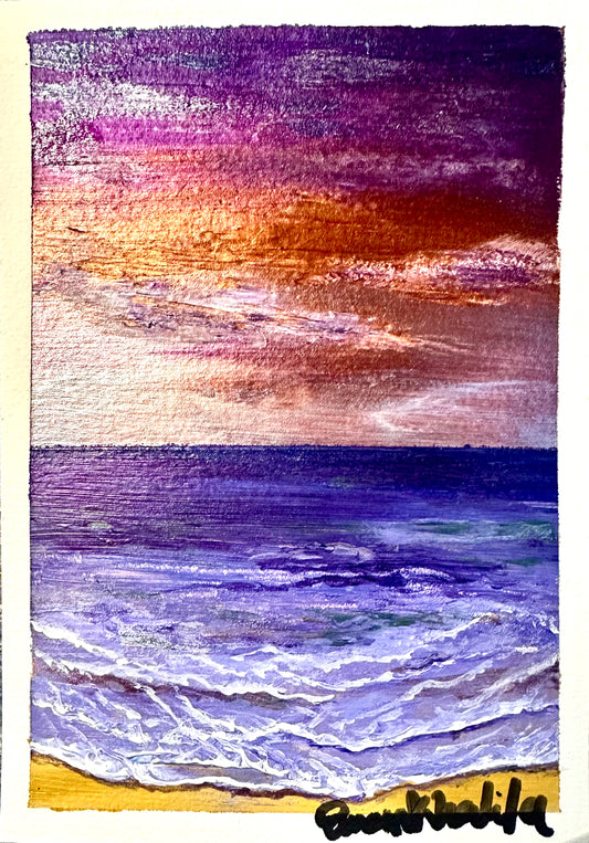 Violet Dusk – A6 Original Mini Art / Greeting Card