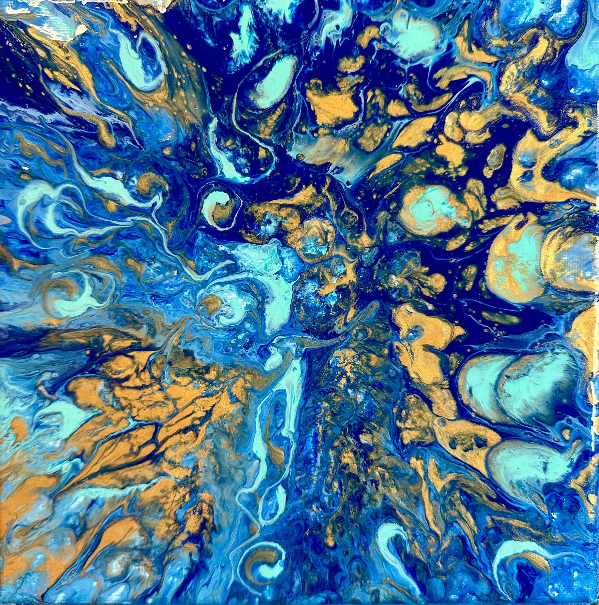 Original Painting - Abracadabra - Fluid Abstract Gold Blue