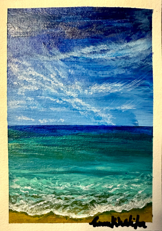 Turquoise Noon – A6 Original Mini Art / Greeting Card