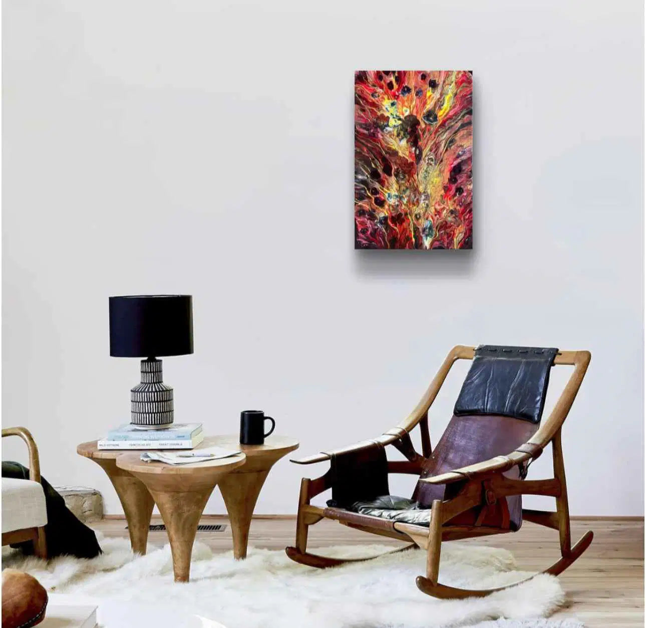 Original Painting - Phoenix - Fluid Abstract Red Gold Fire