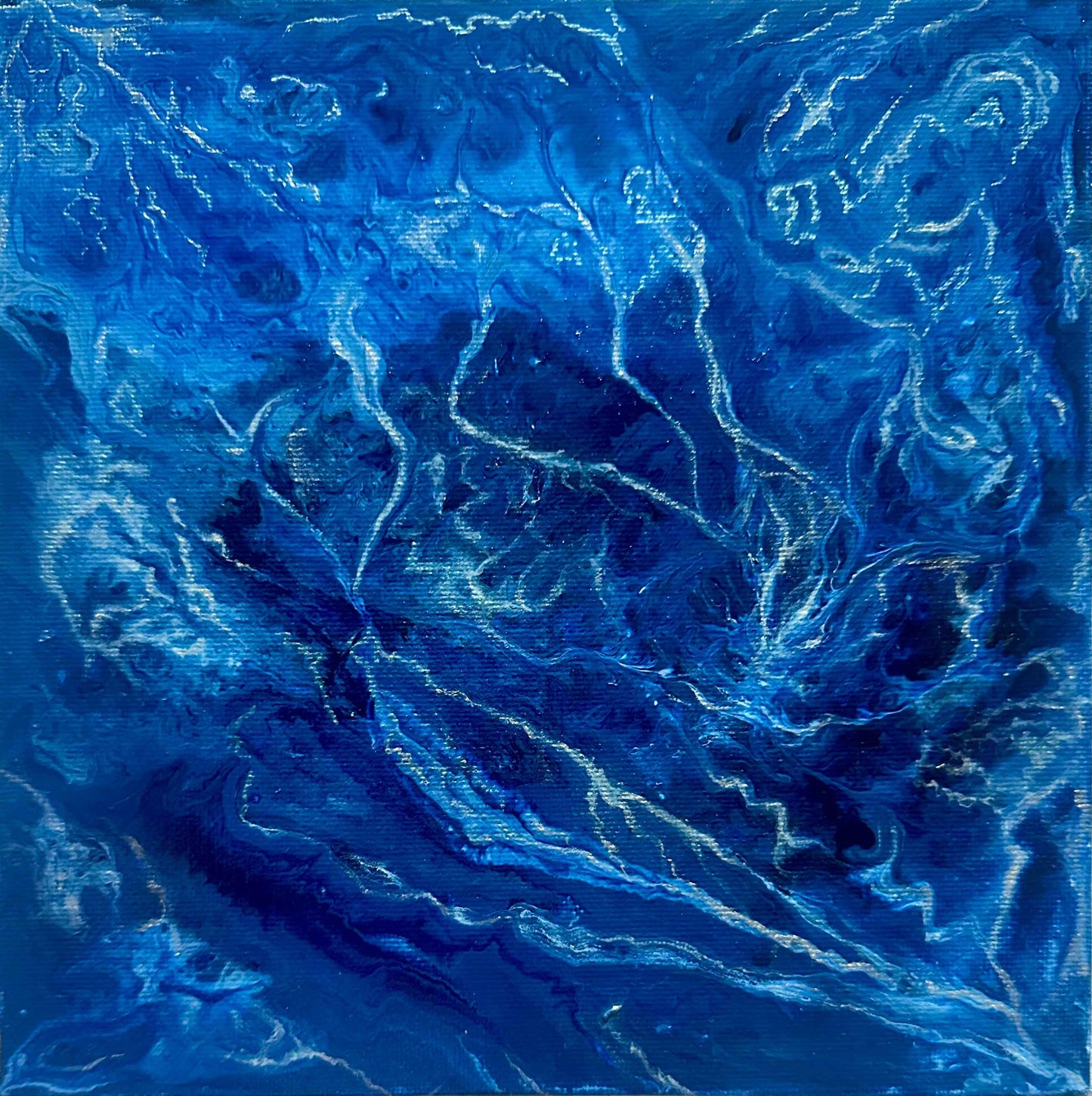 Original Painting - Lightning - Fluid Electric Blue Abstract