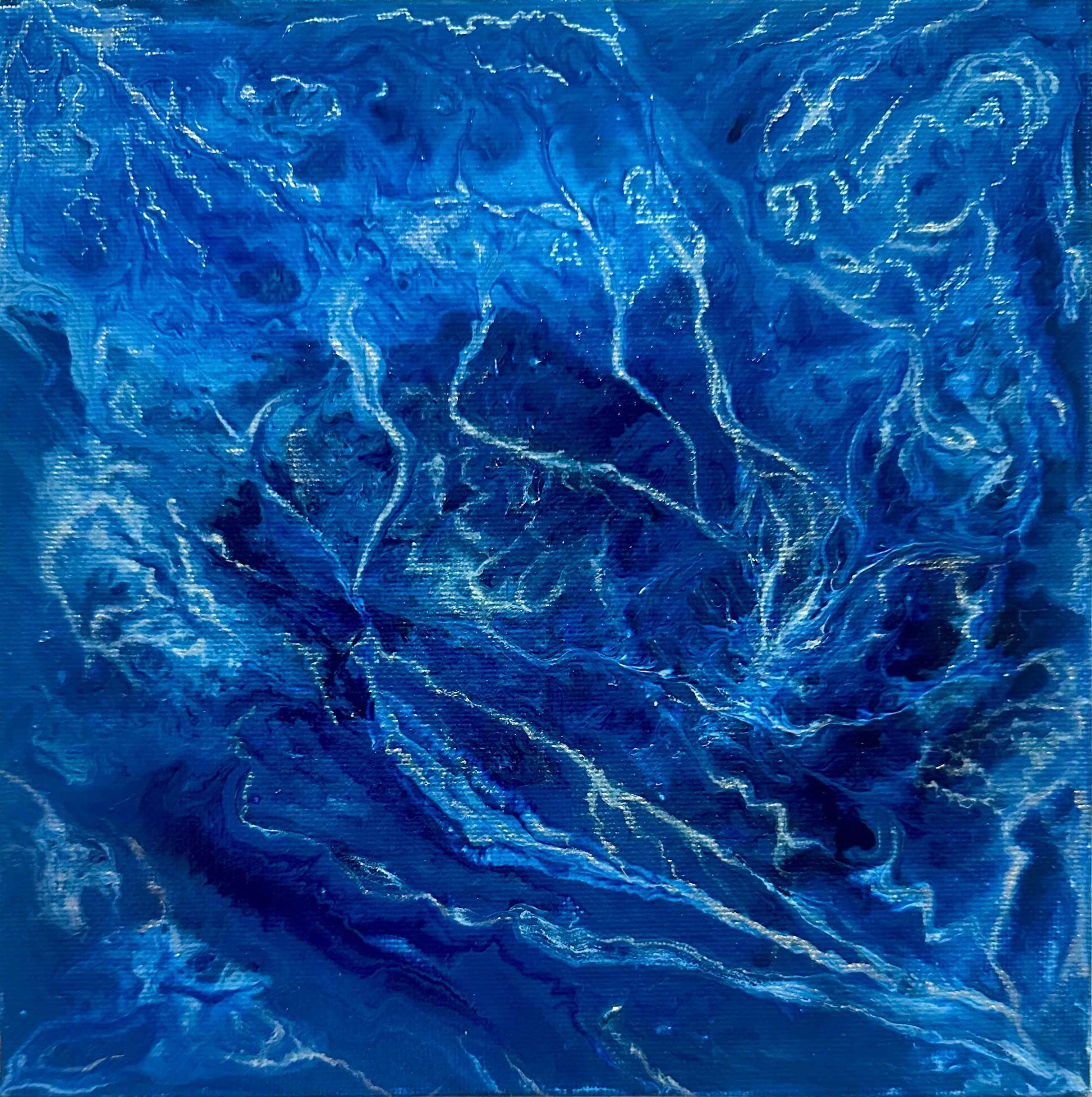 Original Painting - Lightning - Fluid Electric Blue Abstract