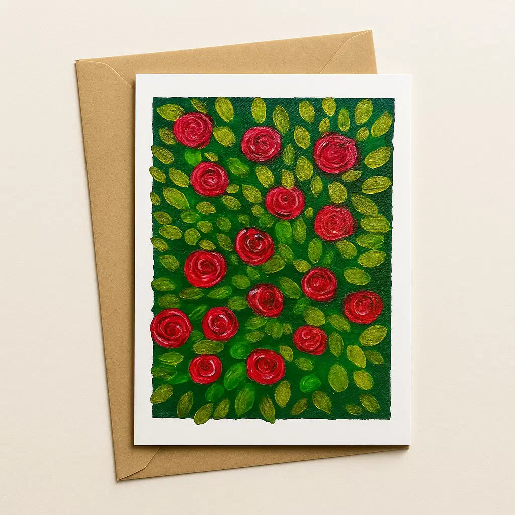 Mini Art - Garden Serenade - Floral Red Roses Gold - Eman's Gallery