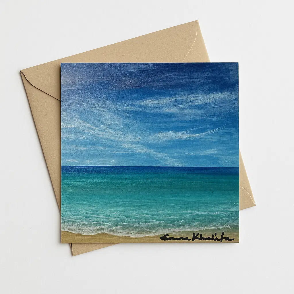 Mini Art - Turquoise Noon - Seascape Beach Calm Blue - Eman's Gallery
