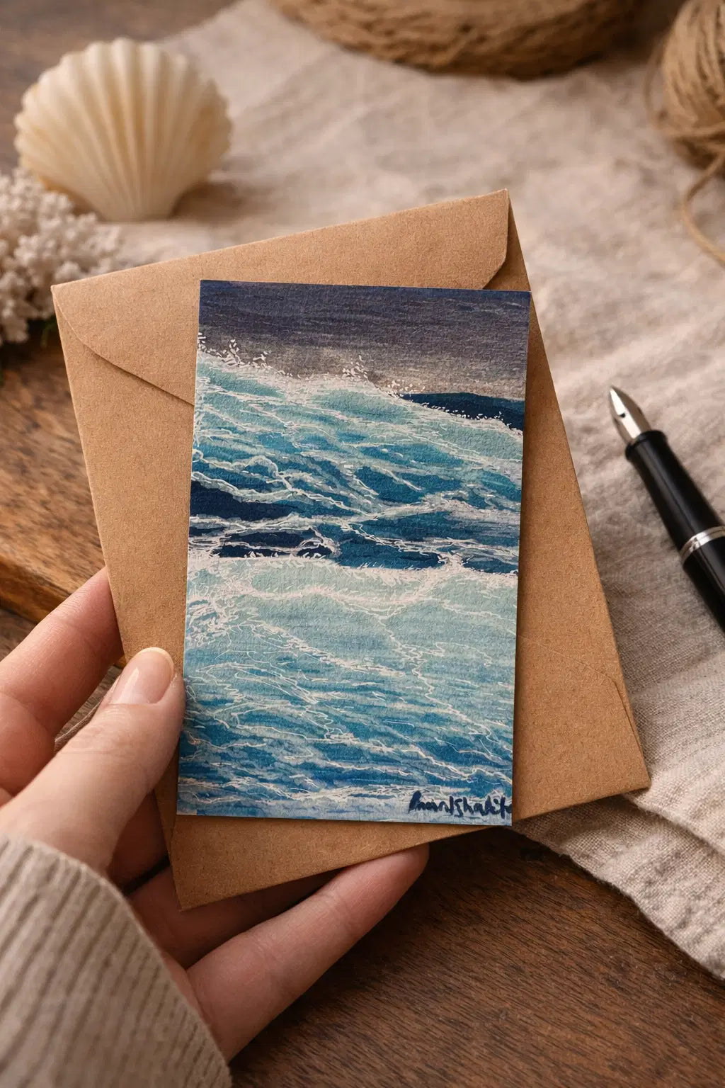 Mini Art – Restless Calm – Moody Ocean Wave Study - Eman's Gallery