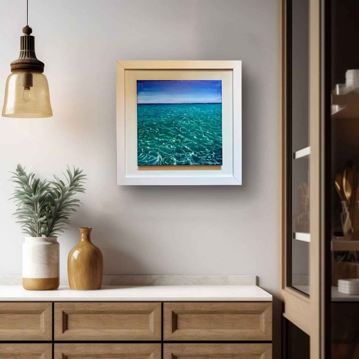 Mesmerise – Original Oil Painting of Turquoise Sea Light and Hypnotic Water Reflections