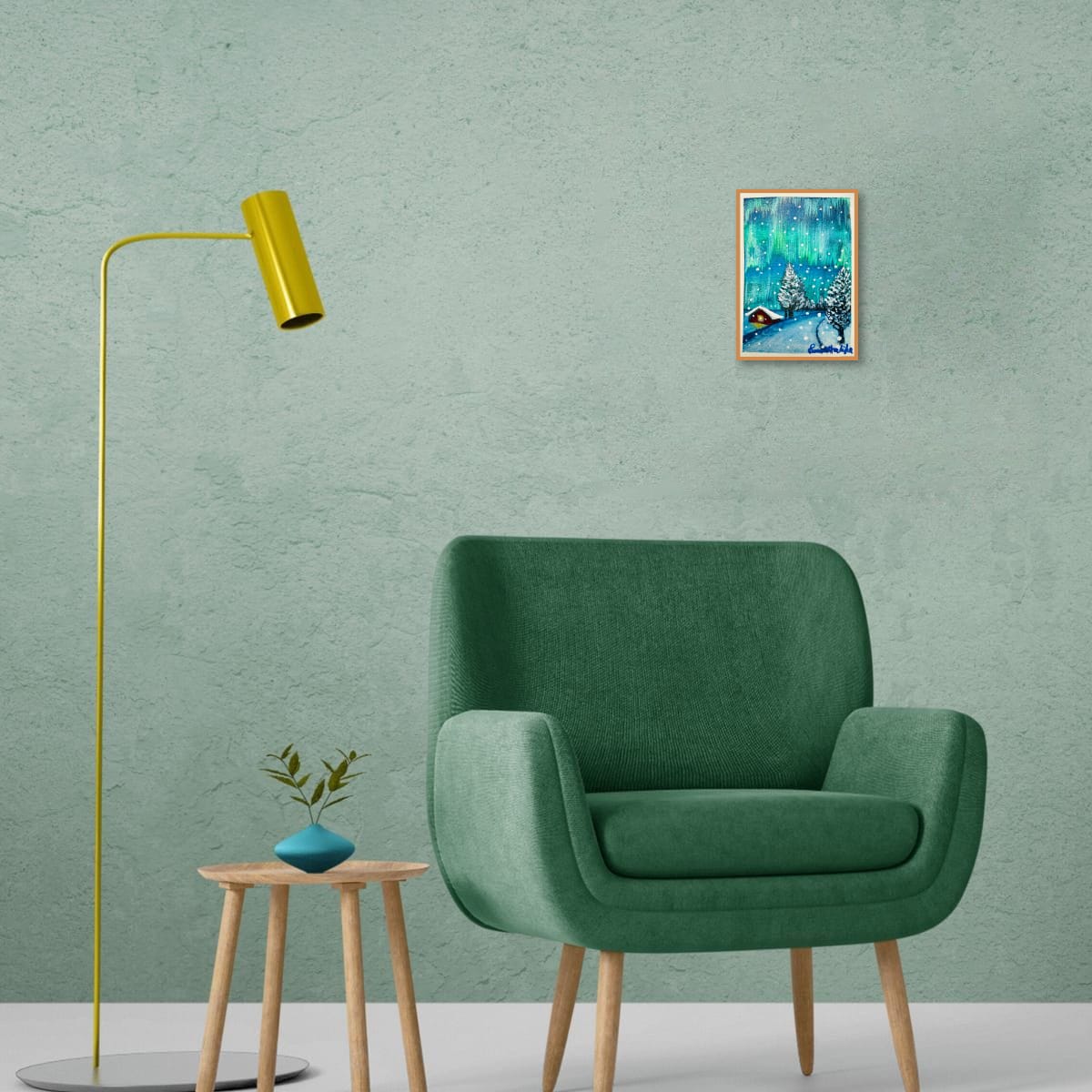 Mini Art – Aurora Cottage – Snowy Northern Lights Landscape