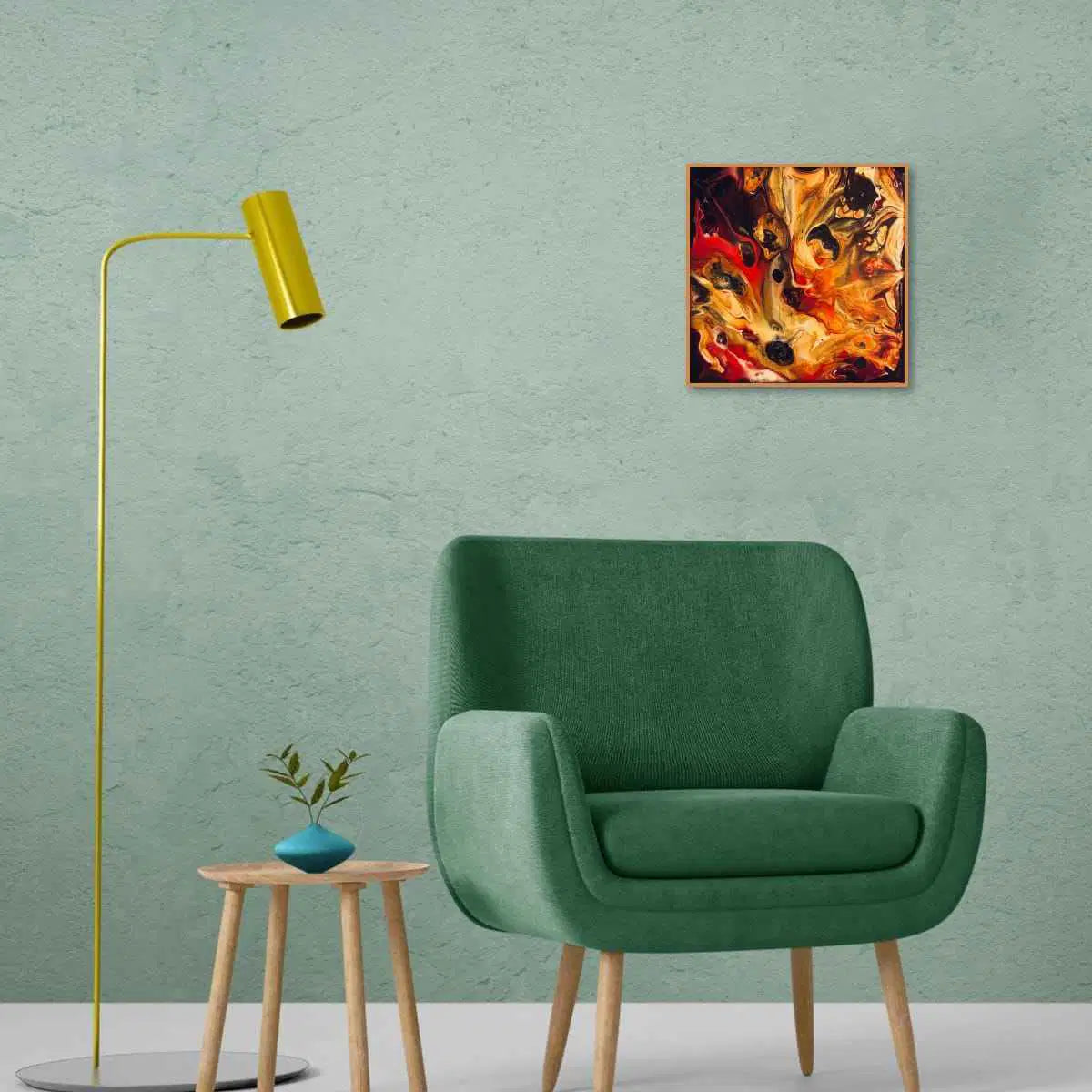 Original Painting - Laheeb (flame) - Fluid Red Black Fire