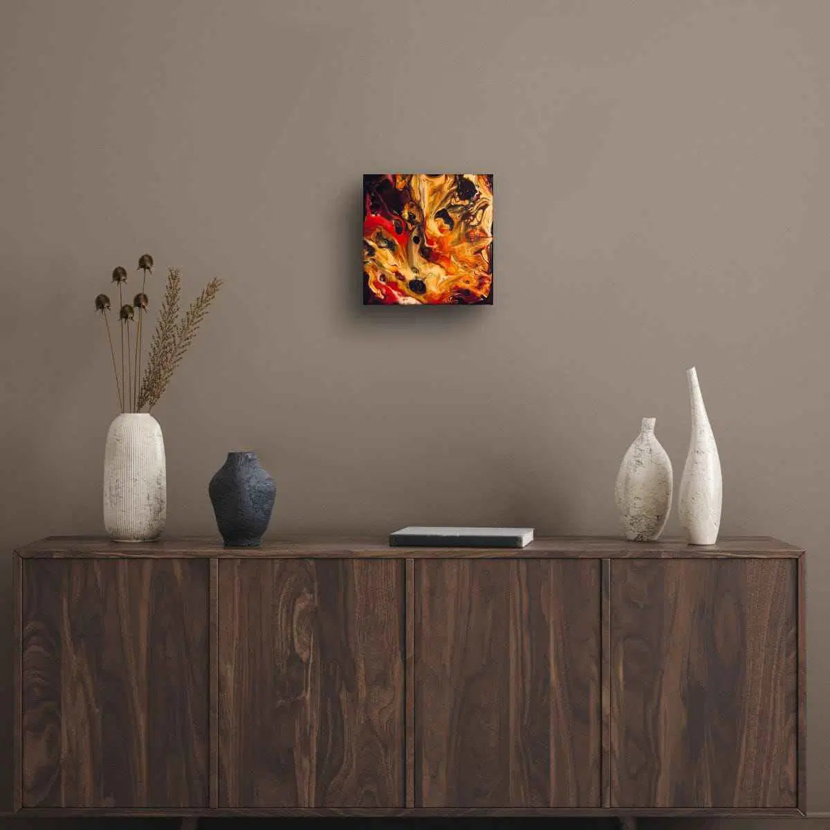 Original Painting - Laheeb (flame) - Fluid Red Black Fire