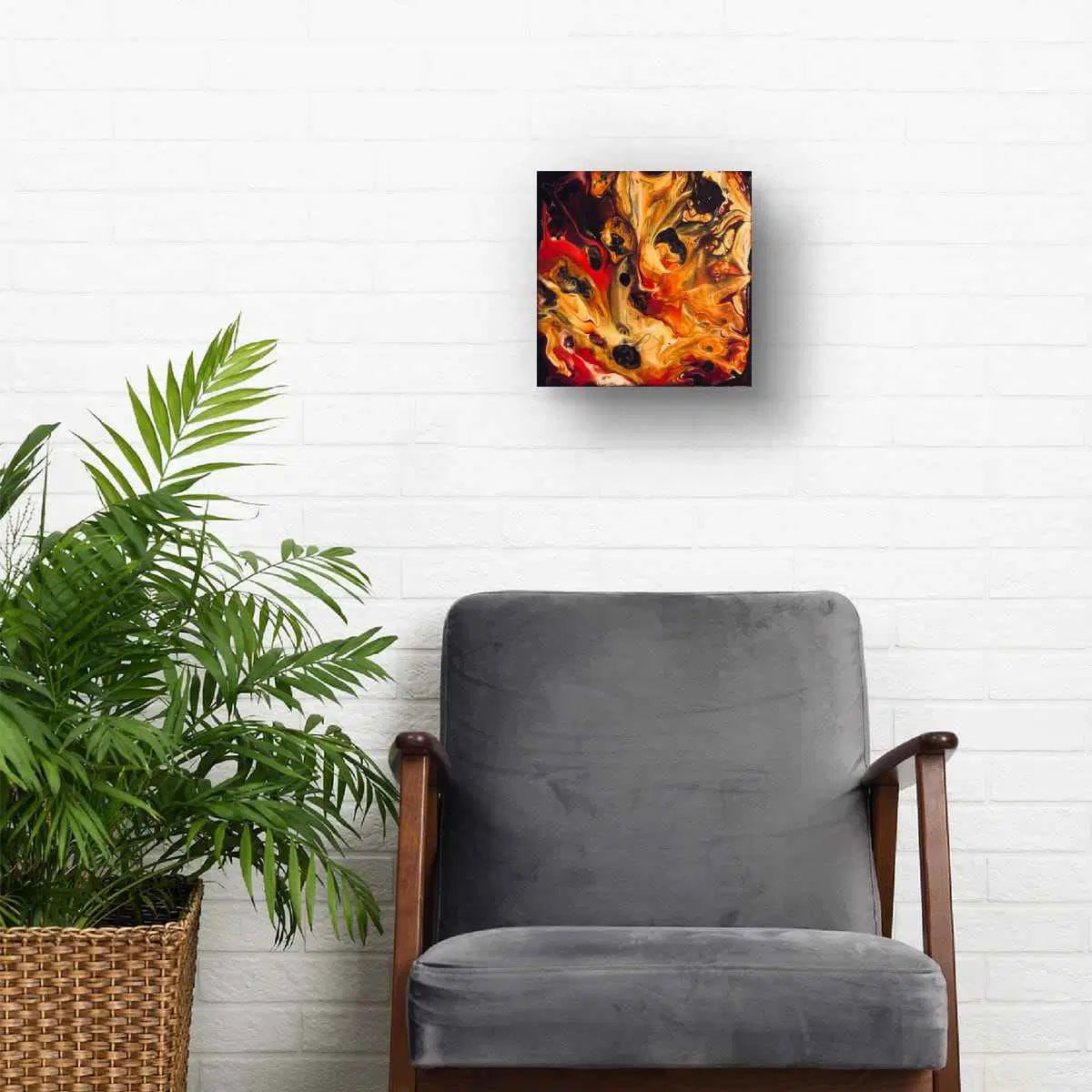 Original Painting - Laheeb (flame) - Fluid Red Black Fire