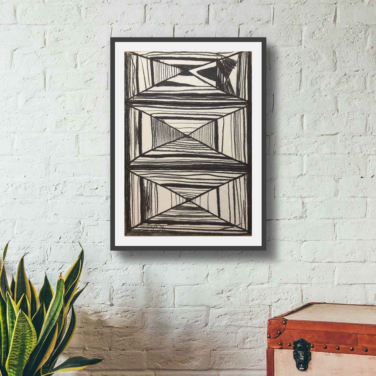 Original Charcoal Drawing - Deception - Geometric Op Art