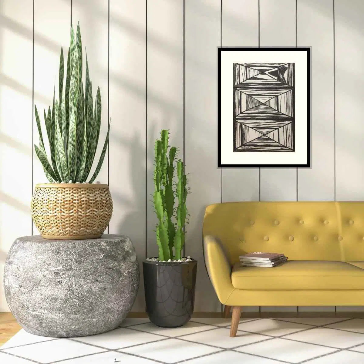 Original Charcoal Drawing - Deception - Geometric Op Art