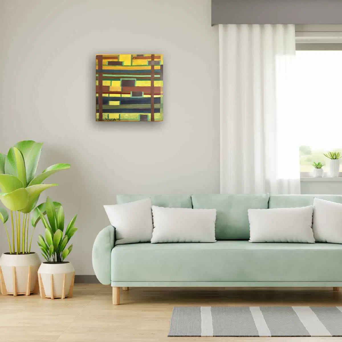 Original Oil Painting - City in Grids - Geometric Abstract