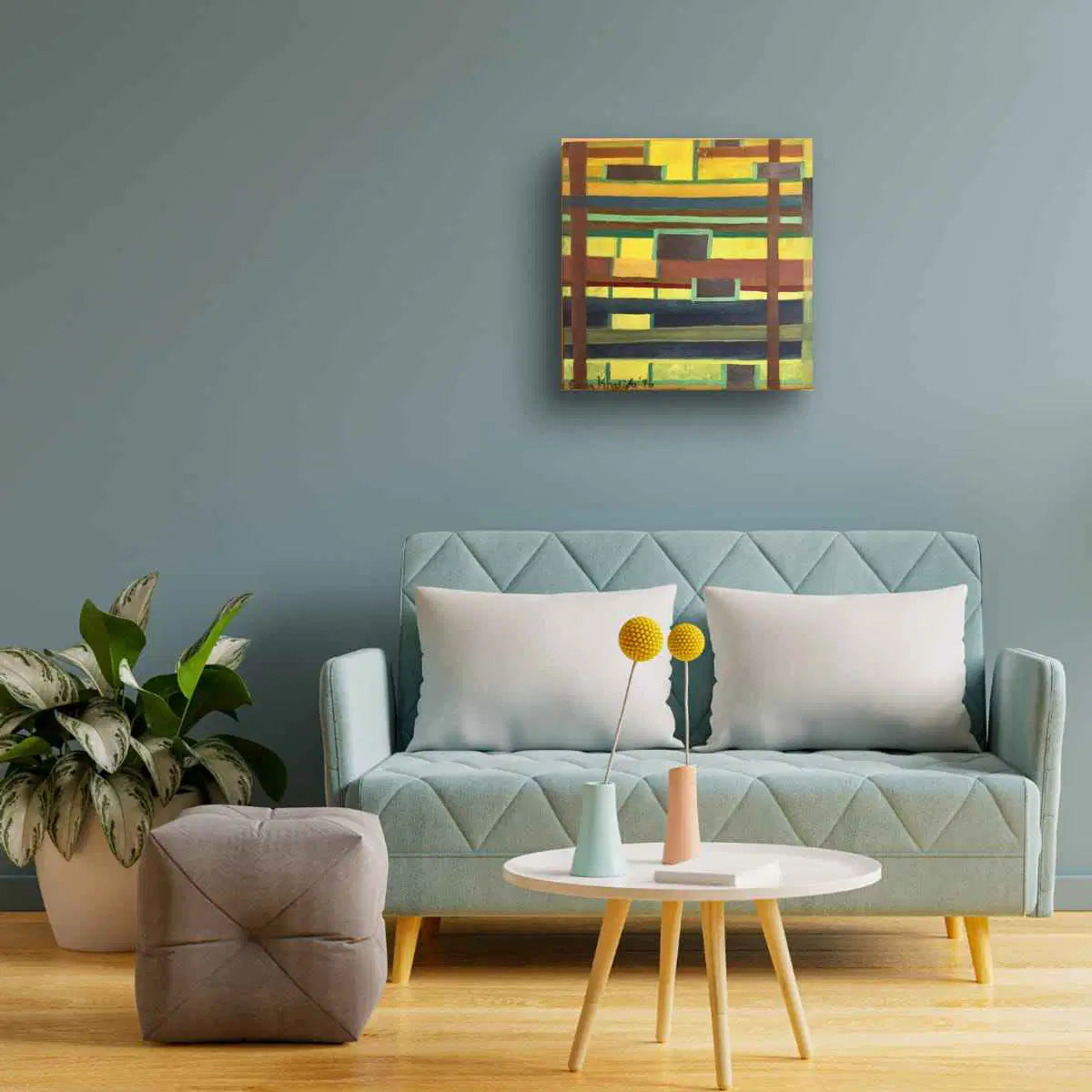 Original Oil Painting - City in Grids - Geometric Abstract