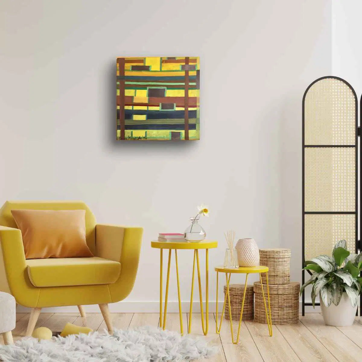 Original Oil Painting - City in Grids - Geometric Abstract