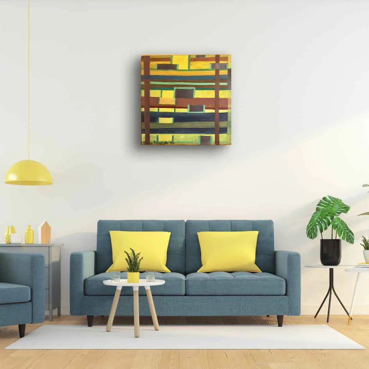 Original Oil Painting - City in Grids - Geometric Abstract