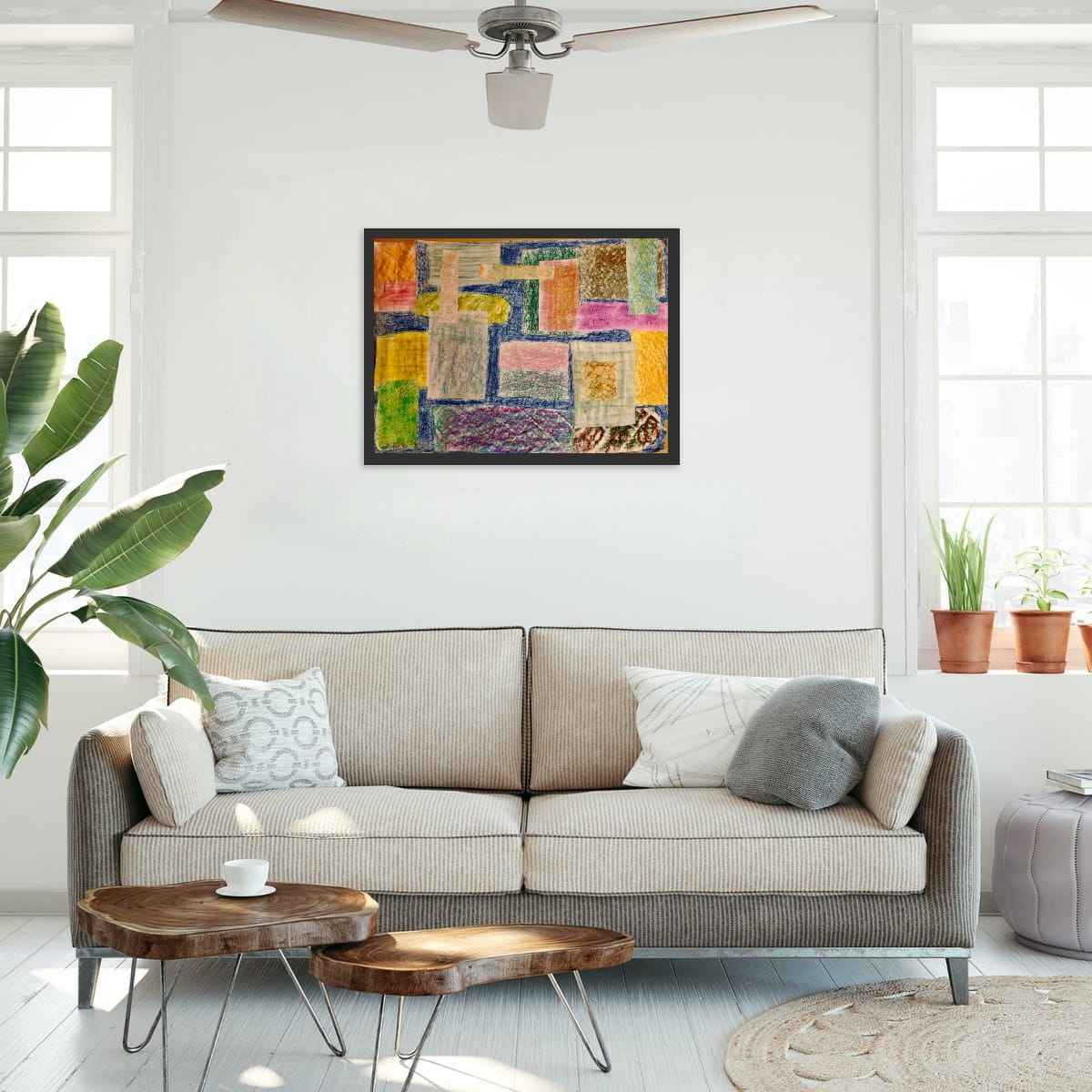 Original Painting - The Hearth Quilt - Folk Art Patchwork