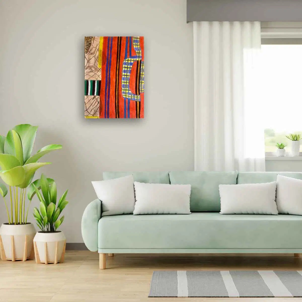 Original Painting - Patchwork Village Palestine's Resilience