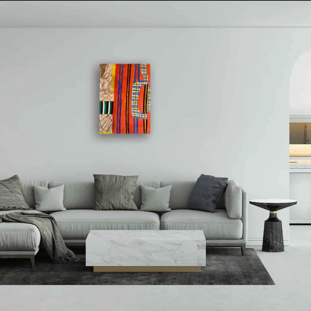 Original Painting - Patchwork Village Palestine's Resilience