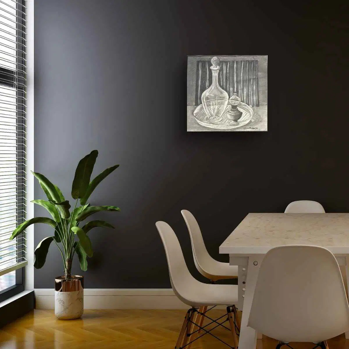 Original Drawing - Crystal Memory - Charcoal Still Life
