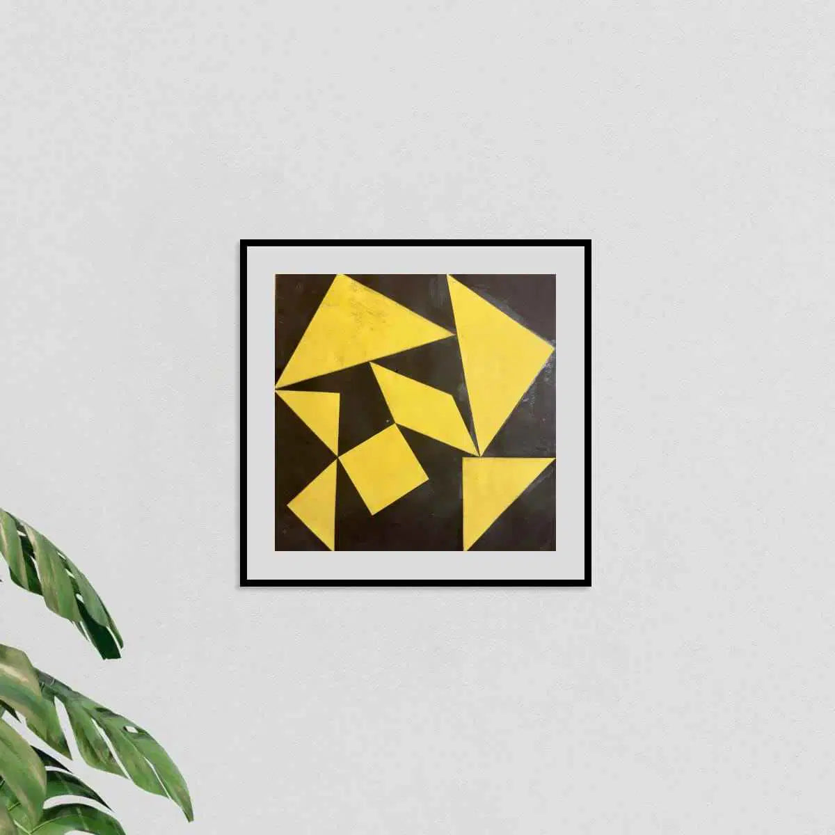 Original Collage - Golden Fracture - Geometric Minimalist