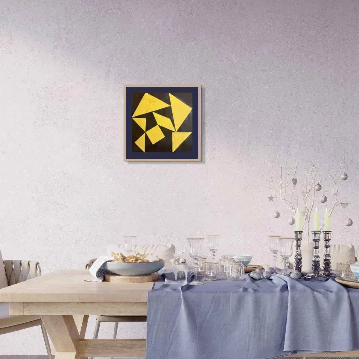 Original Collage - Golden Fracture - Geometric Minimalist