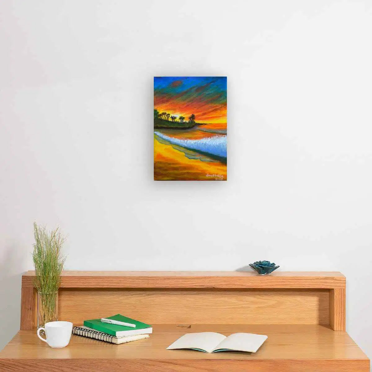 Original Painting - Day Blazed - Tropical Sunset & Palm Tree
