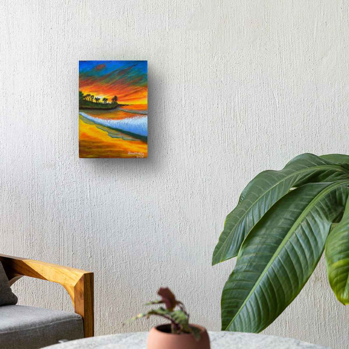 Original Painting - Day Blazed - Tropical Sunset & Palm Tree