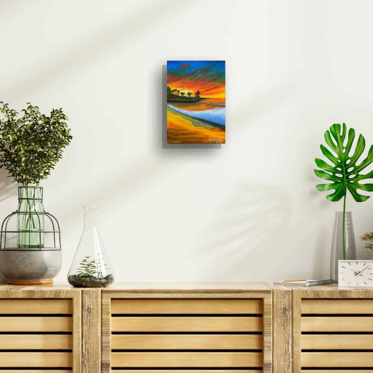 Original Painting - Day Blazed - Tropical Sunset & Palm Tree