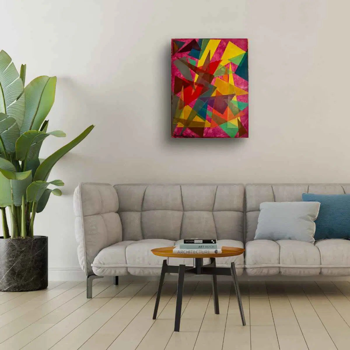Original Oil Painting - In The Wine Glass - Geometric Colors - Eman's Gallery