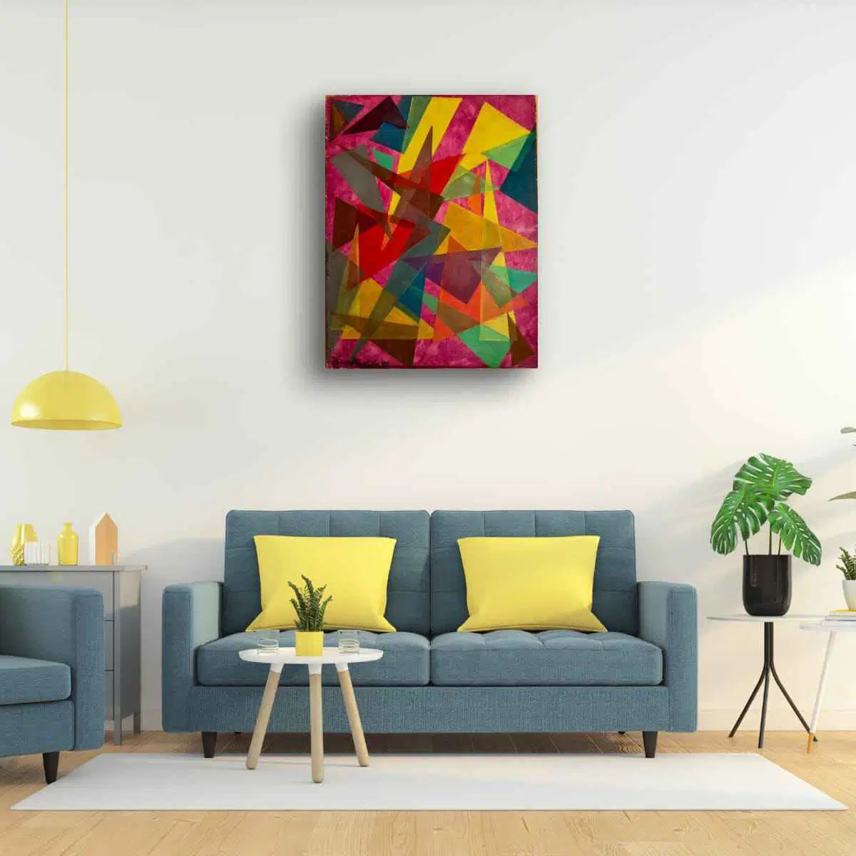 Original Oil Painting - In The Wine Glass - Geometric Colors - Eman's Gallery