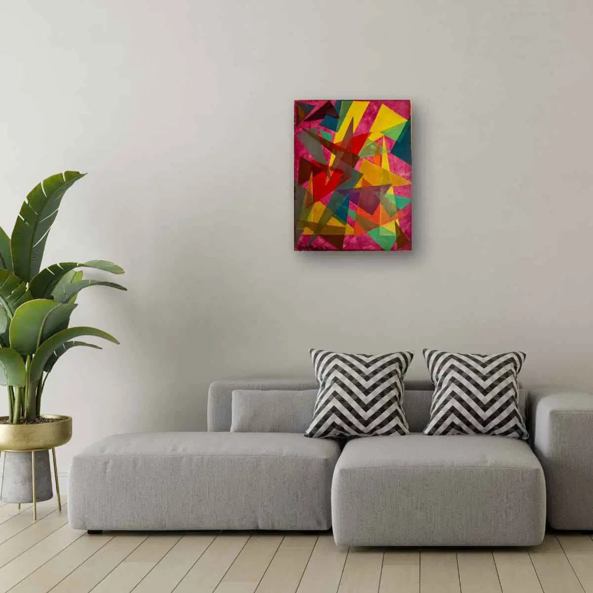 Original Oil Painting - In The Wine Glass - Geometric Colors - Eman's Gallery