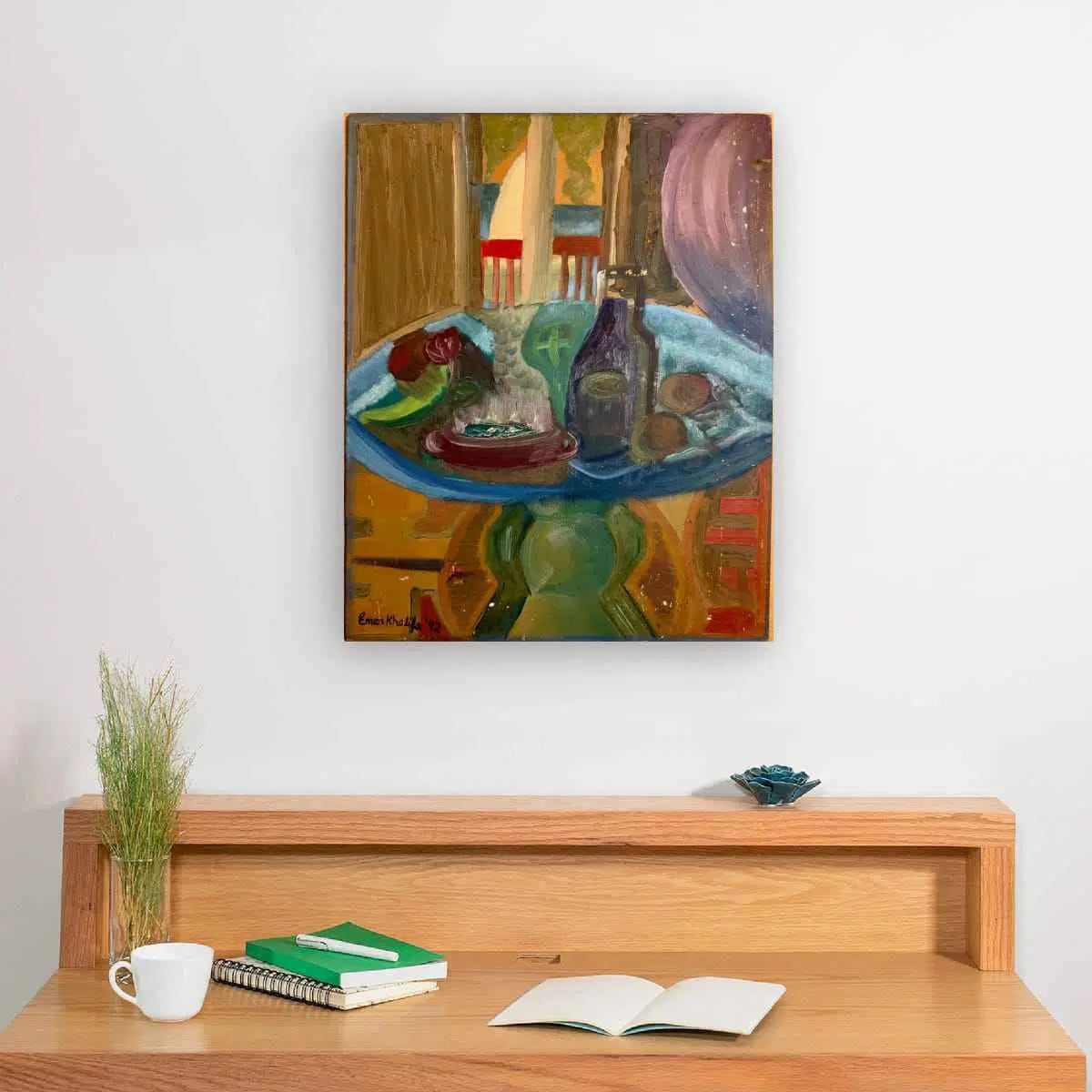 Original Oil Painting - Table of Echoes - Surreal Interior