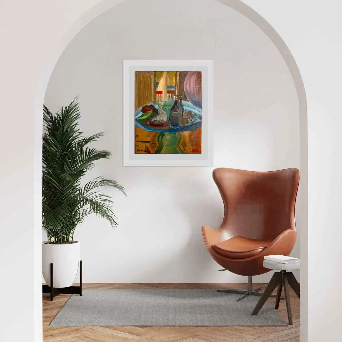 Original Oil Painting - Table of Echoes - Surreal Interior