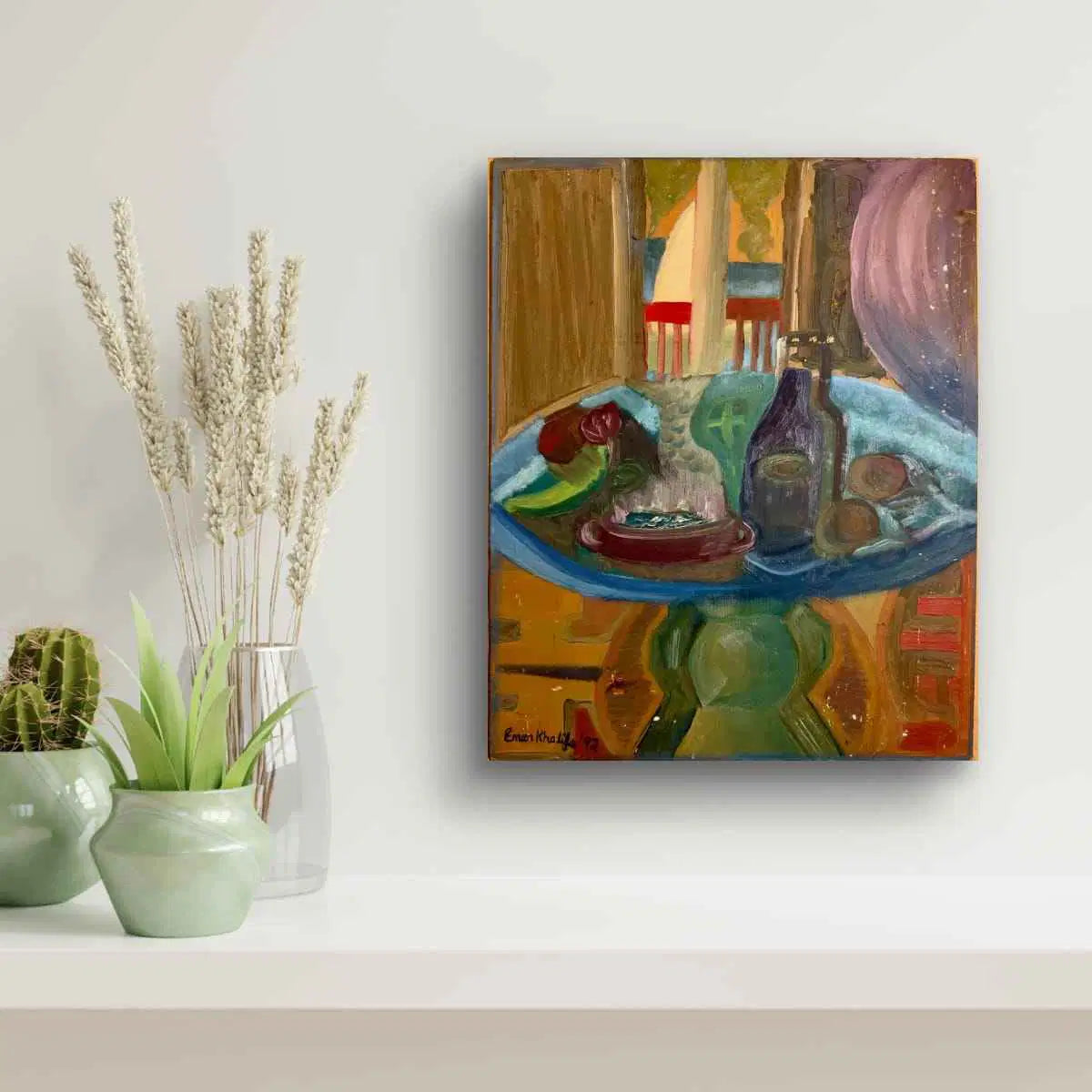 Original Oil Painting - Table of Echoes - Surreal Interior