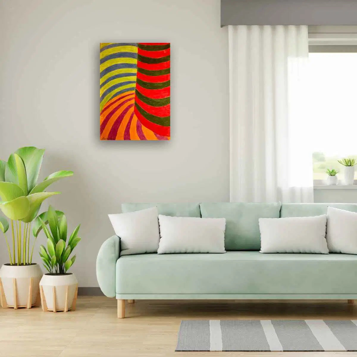 Original Painting - No Brake Zone - Op Art Geometric Motion
