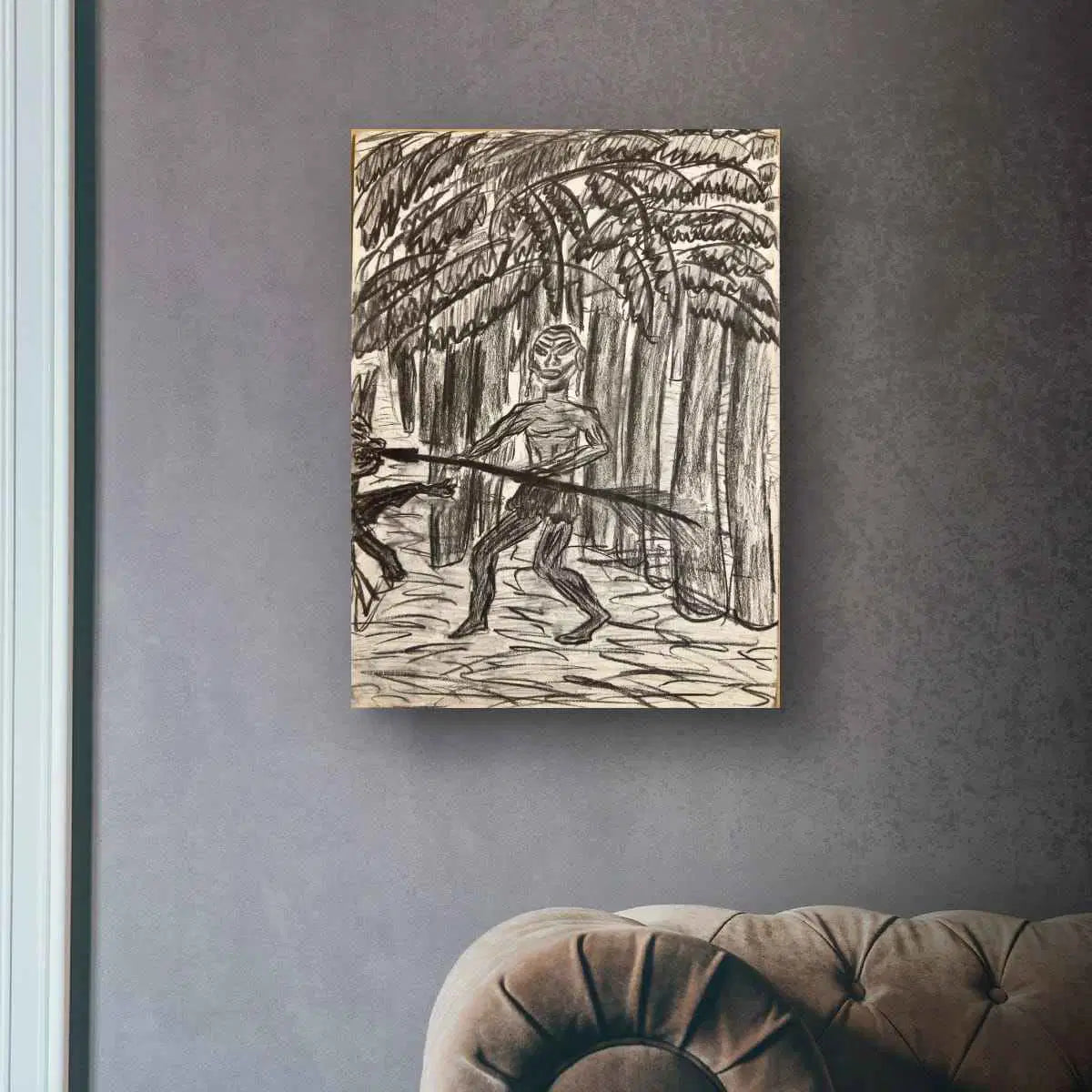 Original Charcoal Drawing - The Scavenger - Figurative Tonal